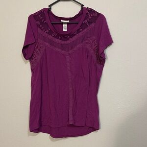 Chic Purple Lace Accent Women's Top